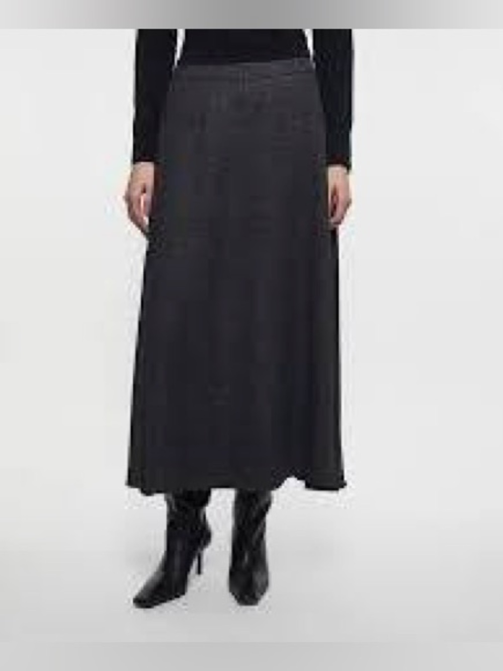Requirements Black Maxi Skirt with Clean wool A-Line Fall